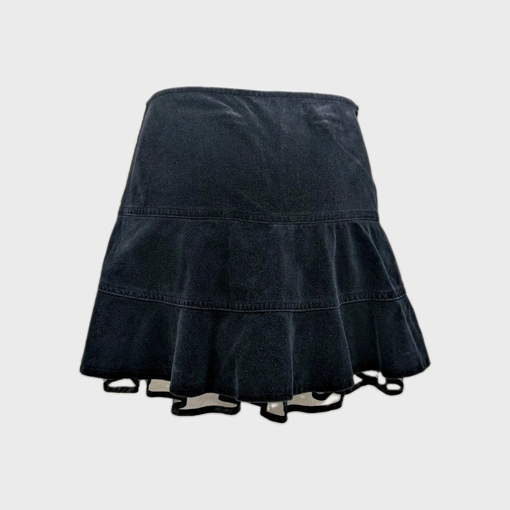 VINTAGE Betsey Johnson Black Velvet &Tulle Mini Skirt Women's Size 4